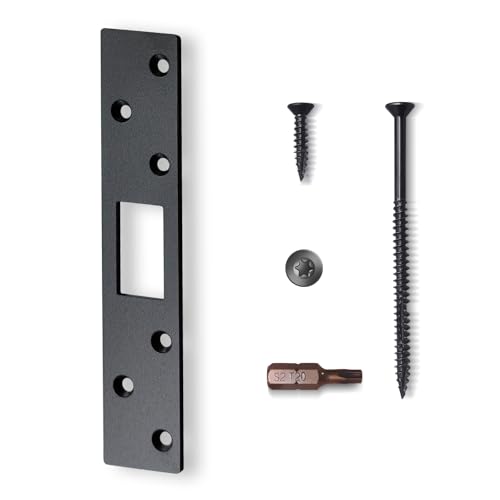 MOSECYOU Extra Long Deadbolt Strike Plate 7 Heavy Duty Stainless Steel Enlarged Striker Opening to Fix Door Misalignment/Wont Latch Close/Sticking (Matte Black 1 Pack)