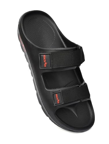 Image of HEALTH FIT Extra Soft Premium Classic Cushion Sliders /Slipper footbed with Double Adjustable Strap Comfortable Light Weight Anti-Skid Waterproof Stylish Flip Flops for Men's HF153