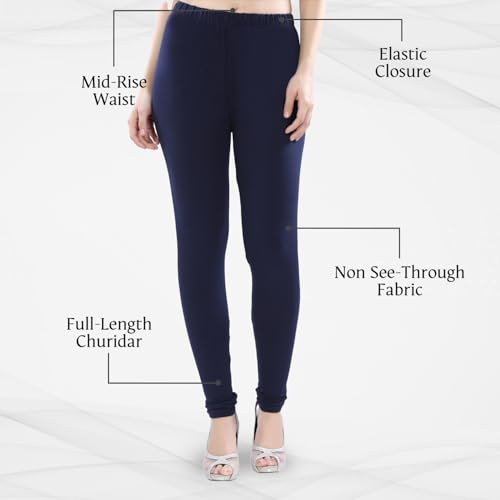 Image of TRASA Ultra Soft Cotton 4 Way Stretchable Churidar Solid Regular and Plus 20 Colours Leggings for Womens and Girls -Sizes :-M, L, XL, 2XL, 3XL, 4XL, 5XL, 6XL
