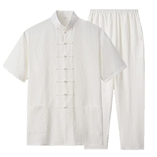 Combinaison zen méditation manches courtes coton blanc XL