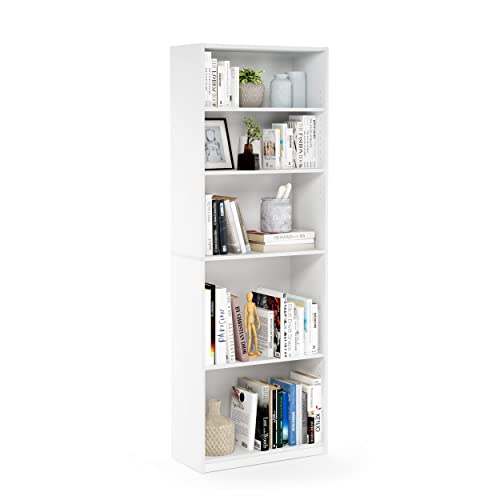Furinno Jaya Simply Home 5-Shelf Bookcase, 5-Tier, White #TOP3