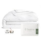 FAUNNA 100% Cotton Duvet Cover, Hypoallergenic Bed Bug Proof White Minimalist Comforter Cover Zipper-Featuring Antimicrobial Product Protection for Enhanced Freshness Duvet Protector (Queen)