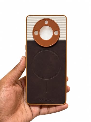Image of Bintage Dual-Leather 2in1 Phone Case| Soft Touch Finish | Full Camera Protectection Back Cover Compatible for Realme RMX3771 /Realme 60Pro - White & Choco Brown