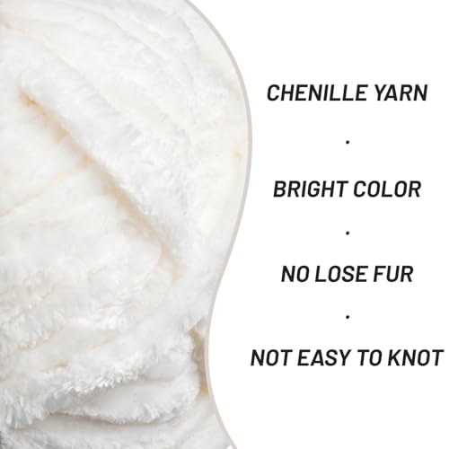 Image of Chenille Velvet Soft Yarn White 4 Pack