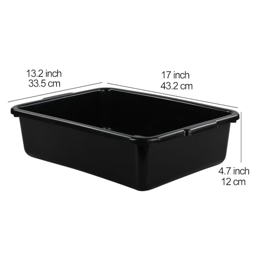 Teyyvn 13 L Plastic Bus Box, Commercial Wash Basin Tote Box, 4-Pack, Black - Image 3