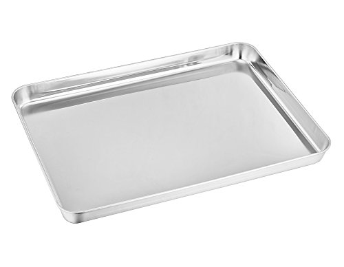 Teamfar Baking Sheet Set Of 2, Baking Pans Tray Cookie Sheet Stainless Steel, Non Toxic & Healthy, Mirror Finish & Rust Free, Easy Clean & Dishwasher Safe #TOP1