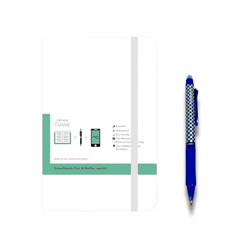 Image of Infinote Classic Reusable Stone Paper SmartNotebook Planner - Powered by App, Includes 1 Erasable Pen - Medium 12 X 19.5, White, 83