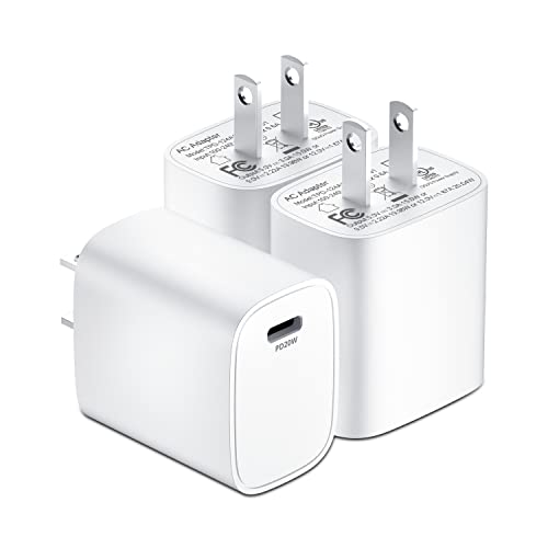 [3-Pack] 20W USB C Wall Charger for iPhone 13 12 Fast Charger, FONKEN USB C Charger Block PD 3.0 USB-C Power Adapter Compatible for iPhone 13 Pro/13 Mini 12/12 Pro Max/SE/iPad, Galaxy S20 S10 S9