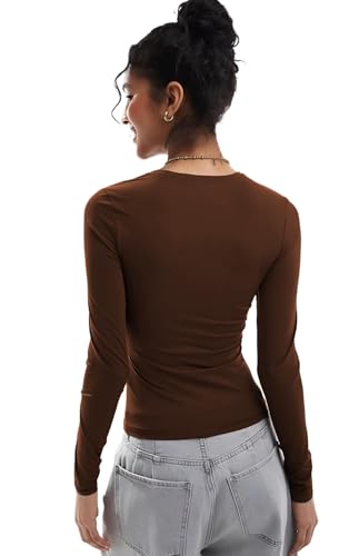 Image of SIGHTBOMB Close Rim Ultra Soft Microfiber Round Neck Long Sleeve Cuddle TEE for Women