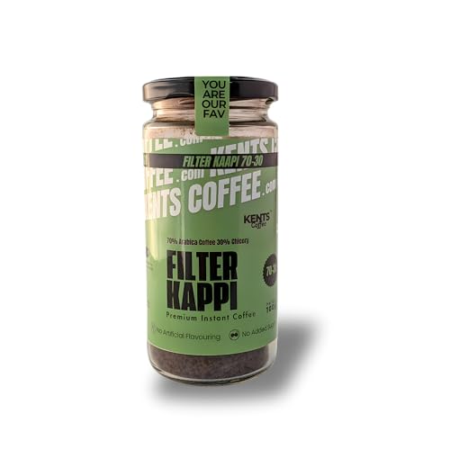 Image of Kents Coffee Instant Filter Coffee | 70-30 Authentic Blend (70% Coffee, 30% Chicory) | Medium Roast Bold Taste | No Added Sugar | No Flavouring| Makes Strong Hot Filter Coffee (100g)