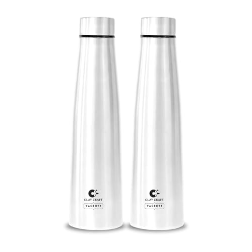 Image of CLAY CRAFT VACBOTT Chariot Single Walled Non Insulated Water Bottle-900ML, 2-Piece(Silver) Leak Proof | Easy Grip |Easy To Carry | Gym Bottle | Home | Kitchen | Hiking | Treking Bottle | Travel Bottle