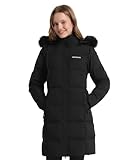 Venustas Women's Long Down Coat with Detachable Faux Fur Hood, Water-Repellent Winter Puffer Parka Jacket