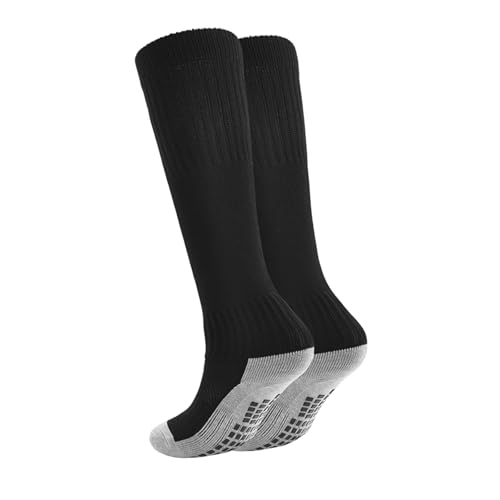 Marchare - Boys Athletic Soccer Socks Knee High Socks12-15 Grip Sock Baseball Football Sock For Boys Girls Black 1 Pack