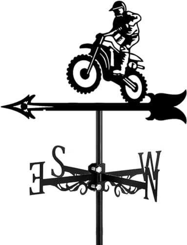 LRTYZBD Weather Vane for Roof Mount Cycling Motorcyclist Decoration Wind Vane Wrought Iron Look Weathercock Measuring Tools Easy Use and Install,Motorbike-Motorcyclist