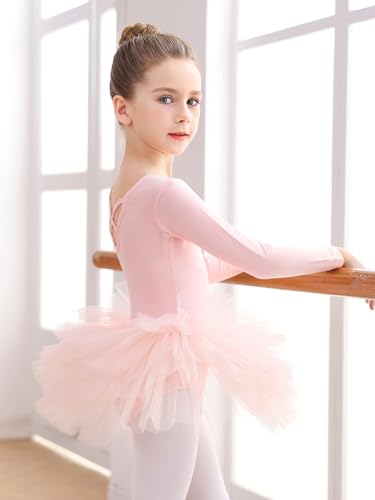 EASTBUDDY Ballet Dress for Girls,Toddler Dance Leotard with Tutu Skirt Short/Long Sleeve Ballerina Outfit2