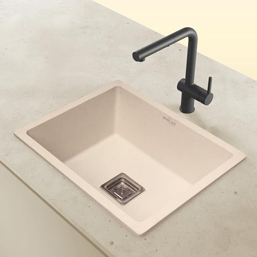 Image of Benelave by Hindware BLACP91007 Quartz Sink 21x18 for Kitchen | Single Bowl | Peach Aura Color | Better Sound Absorption for Quieter Use | 7-year Manufacturer Warranty