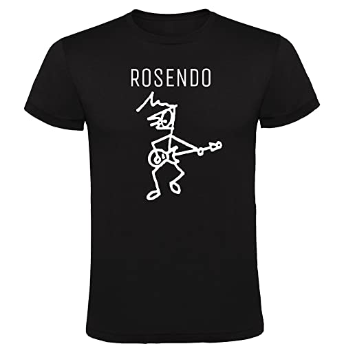 Camiseta Negra con Logotipo de Rosendo Mercado Hombre 100% Algodón Tallas S M L XL XXL Mangas Cortas (L)