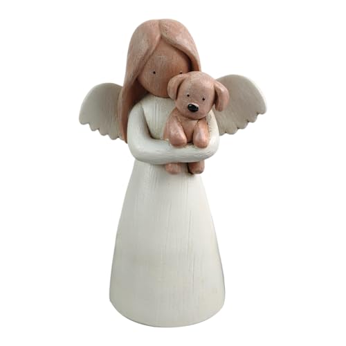 Jvjggag Angel Statue   Resin Angel Figurine | Holding Dog Sculpture, Decorative Tabletop Ornament with Friendship Meaning, Home Decor Accent For Living Room Bedroom Shelf Nightstand