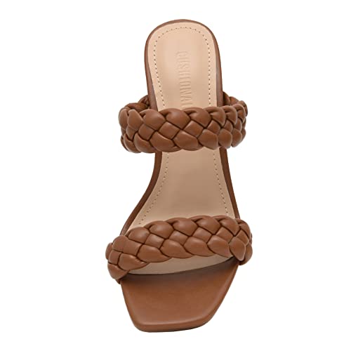 Image of Dunes Iris Chunky Braided Heel Sandals for Women, Block Heel Square Toe Summer Sandals with Memory Foam