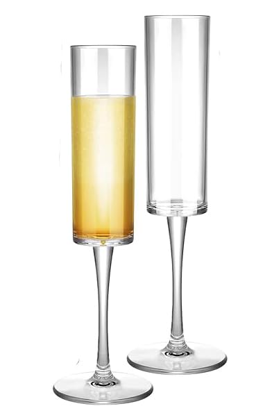 Image of Champagne Flutes Wine Glasses 200ml, Set of 2 Long Wine, Burgundy Clear Glasses with Stem for Wedding Anniversary, Birthday, Gift (RKT-03, Set of 2)