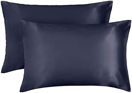 LEWIS'S 2 Pack Satin Pillow Case with Envelope Closure - Silk Pillowcases Pillows 2 Pack, Anti-Wrinkle, Skin Care, Satin Bonnet Pillowcase, Anti Ageing, Hair Care, Face Care (Grey, 50x75cm)