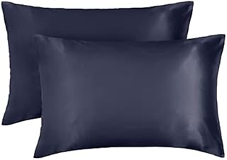 LEWIS'S 2 Pack Satin Pillow Case with Envelope Closure - Silk Pillowcases Pillows 2 Pack, Anti-Wrinkle, Skin Care, Satin Bonnet Pillowcase, Anti Ageing, Hair Care, Face Care (Grey, 50x75cm)