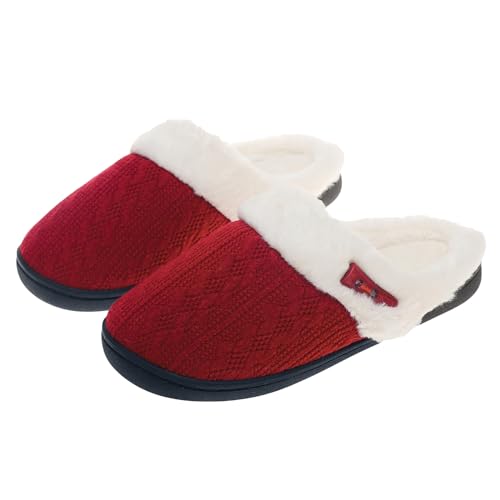 Women's Slip on Fuzzy House Slippers Memory Foam Slippers Scuff Outdoor Indoor Warm Plush Bedroom Shoes Faux Fur Lining House Shoes for Women