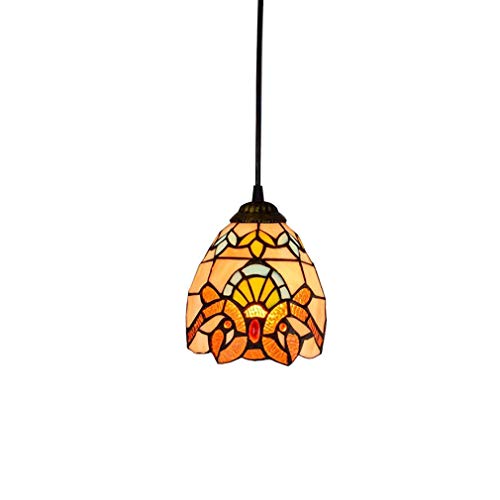 Suspension baroque en vitrail rétro luminaire vintage de salon et bar