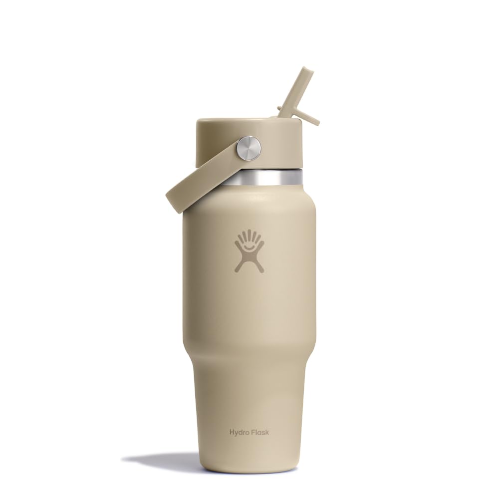 Hydro Flask – Wide Flex Straw Travel Bottle 710ml (24 oz) – Leakproof, Insulated, Cupholder Compatible – Keeps Drinks Cold 24 Hrs – Flex Straw Cap – Oat — image 1