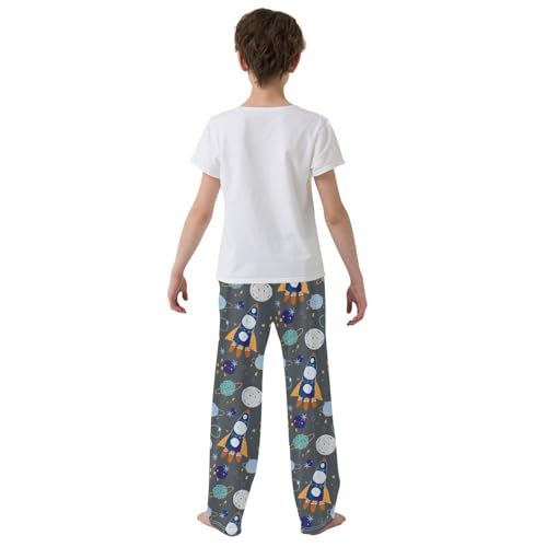 ZZXXB Rocket Planet Boys Long Pants Soft Trousers Elastic Waist Kids Lounge Bottoms with Pockets S-XL3