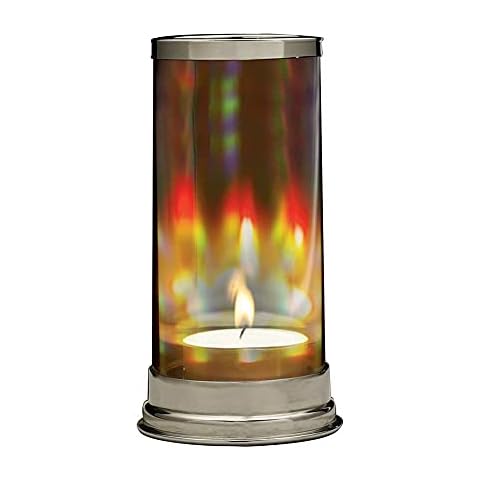 SIGNALS Glass Hurricane Candle Holder Rainbow Prism Crystal Candle Holder, Tealight Candle Lantern, 7 Inch Cover