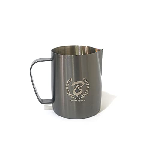 Barista Space Milk Pitcher for Latte Art (Medium, Sandy Black)
