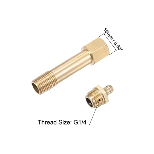 Image of uxcell Brass Straight Grease Fitting Assortment G1 /4 Thread 62mm Length Hydraulic Grease Fitting Accessories