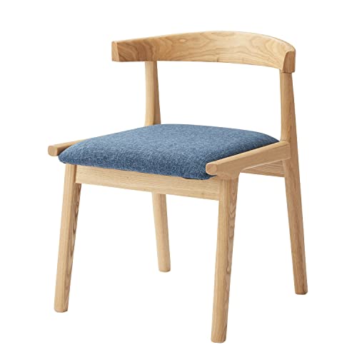 PaletteLife ダイニングチェア チェアー 椅子 イス おしゃれ 北欧 木製 木脚 ナチュラル脚 完成品 布 ファブリック アームレス 引っ掛け ルンバブル 青色 ネイビー ブルー