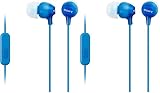 Sony Mdr-Ex15Ap - Cuffie In-Ear con Microfono, Auricolari in Silicone, Blu (Confezione da 2)