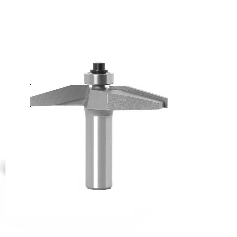 Unifizz Carbide 15 Degree Straight Milling Cutter 1/2 Inch Bit Shank 1-5/8 Inch Bit Dia, Double Flute Tipped Cleaning Bottom Router Bit for Woodworking Milling Cutter Tool, Silver 1pcs