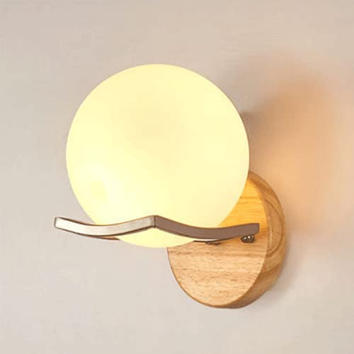 Aplique de Pared de Madera con Pantallas de Vidrio Esmerilado, lámpara de Noche E27, Aplique de Pared de diseño japonés para Dormitorio, Sala de Estar, Comedor, Estudio, Restaurante.