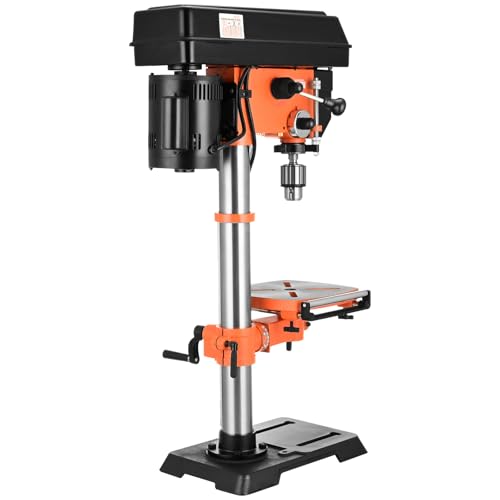 Image of Happybuy 12 in Benchtop Drill Press, 5 Amp 120V, Variable Speed Cast Iron Drill, 12 in Swing, 0-45° Tilting Worktable with Laser Light, Tabletop Machine for Wood and Metal