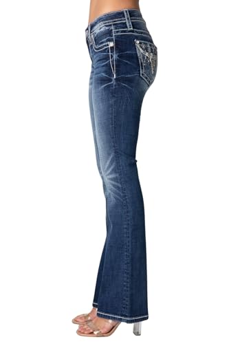 Miss Me Women's Winter Star Longhorn Mid-Rise Bootcut Jeans3