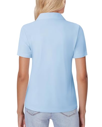 Image of siliteelon Womens Button Down Shirt Slim Fit Stretch Short Sleeve Dress Shirt Wrinkle Free Collared Business Work Blouse Top