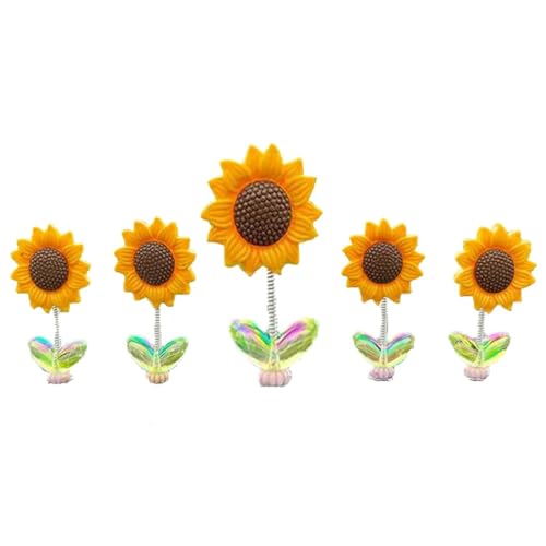 Image of Miniature Set for Home Decor, Deepawali Gift, Living Room, Figurines, Cake Decoration Items - Resin Car Dashboard Items (Multicolor) ((Sunflower Miniature Set of 5))
