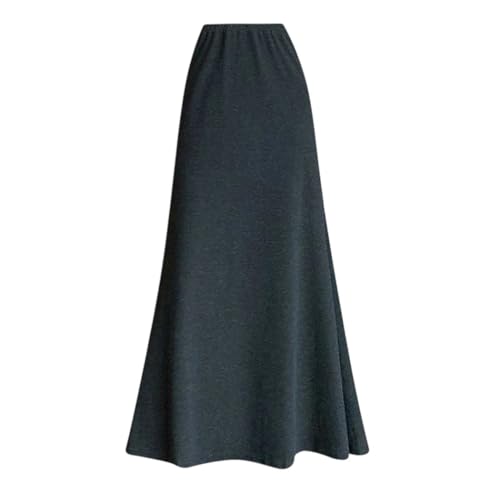 Women’s Knitted High Waist Midi Skirt Slim Fit Flowy Spring Autumn Casual A-Line Umbrella Skirt