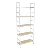 DOMY HOME オープンシェルフ ラック 幅60cm 5段 スチールシェルフ オープンラック おしゃれ 収納棚 フリーラック 多目的ラック 本棚 ディスプレイラック 収納 棚 木製 木目 間仕切り リビング収納 飾り棚 (オーク 高さ約