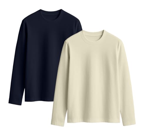 Image of JUNEBERRY Cotton Round Neck Regular Fit Solid Core Full Sleeve T-Shirt Combo for Women & Girls (Pack of 2) (Available Colors: Black, White, Navy, Green,Swanwhite & Cork)