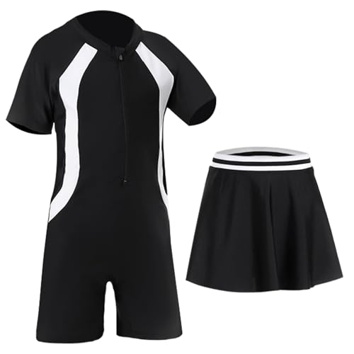 UoQo 2-in-1-Badeanzug für Mädchen, kurzärmelig, einteiliger...