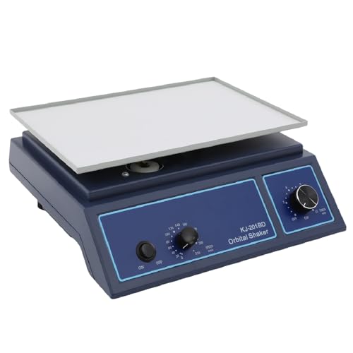 Agitador orbital para laboratorio, control de velocidad de 0 a 210 rpm, placa de 12.4 x 8.6, capacidad de 2.2 libras, temporizador para vasos y frascos, herramienta de mezcla estable para uso en