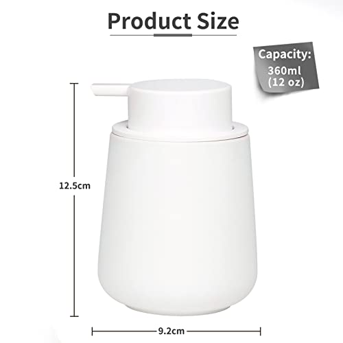 Image of BosilunLife White Soap Dispenser - Ceramic Hand Dish Soap Dispenser for Bathroom 12ounce Refillable Liquid Hand Wash Dispenser for Essential Oil, Lotion Soap (Rubber Paint)