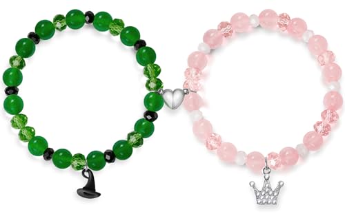 Elphaba Galinda Friendship Matching Bracelets: Rhinestone Crown Witch Hat Friendship Couples Matching Bracelets Christmas Valentine's Day Gifts for Fans Women Party Decorations