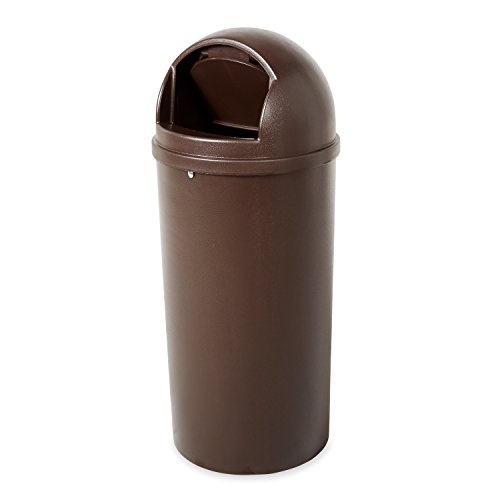 Image of Rubbermaid Commercial Marshal Products Classic Outdoor /Indoor Trash Can with Lid, Round, 15-Gallon, Brown, Garbage Container /Waste Basket for Lobby /Office /Restroom /Restaurant /School