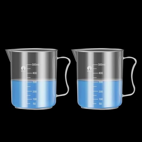 Image of Measuring Jugs, Plastic Food Grade Liquid Measuring Cups Molded Graduations - Chemical Resistant, Autoclavable - Handle for Convenient Lifting (2, 500ml)